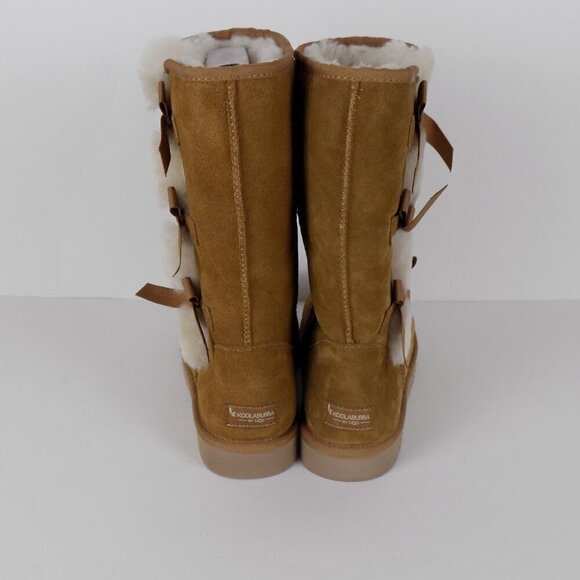 Koolaburra by UGG Victoria Tall Boots Size 11 Wide Chestnut Tan Bows - Picture 5 of 11